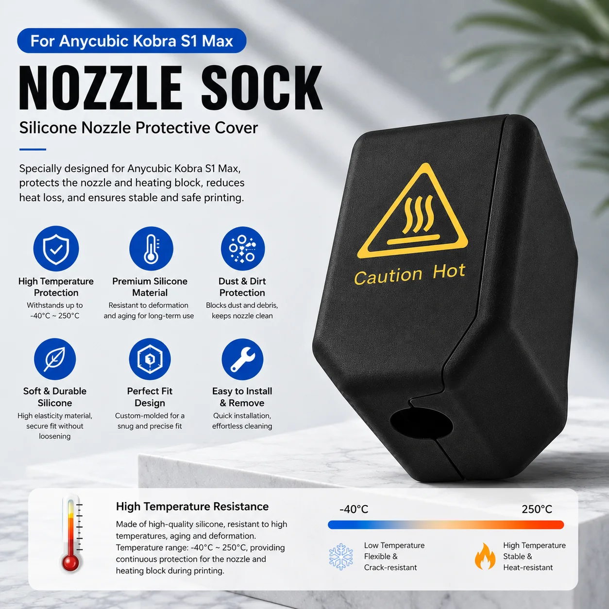 

For Anycubic Kobra S1 Max Nozzle Silicone Sock Printhead Protective Cover Hotend Silicone Sleeve Kobra s1 Max ComboAccesories