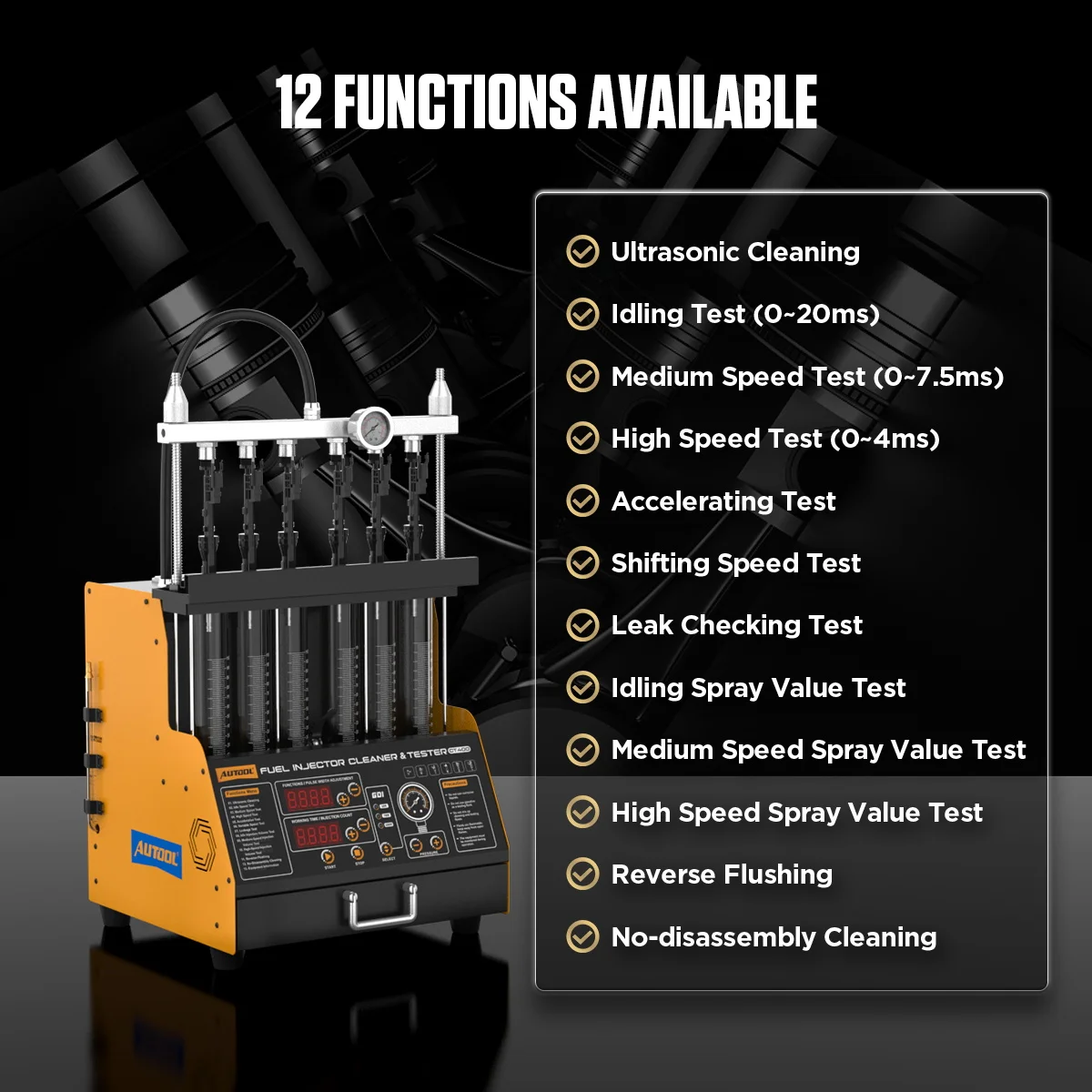 AUTOOL CT400 Fuel Injector Cleaner & Tester Machine, 6 Cylinders Support GDI EFI FSI Piezoelectric Injectors, Ultrasonic Fuel Injector Cleaning Testing Equipment, Automotive Petrol Car Injector Maintenance Diagnostic Tool