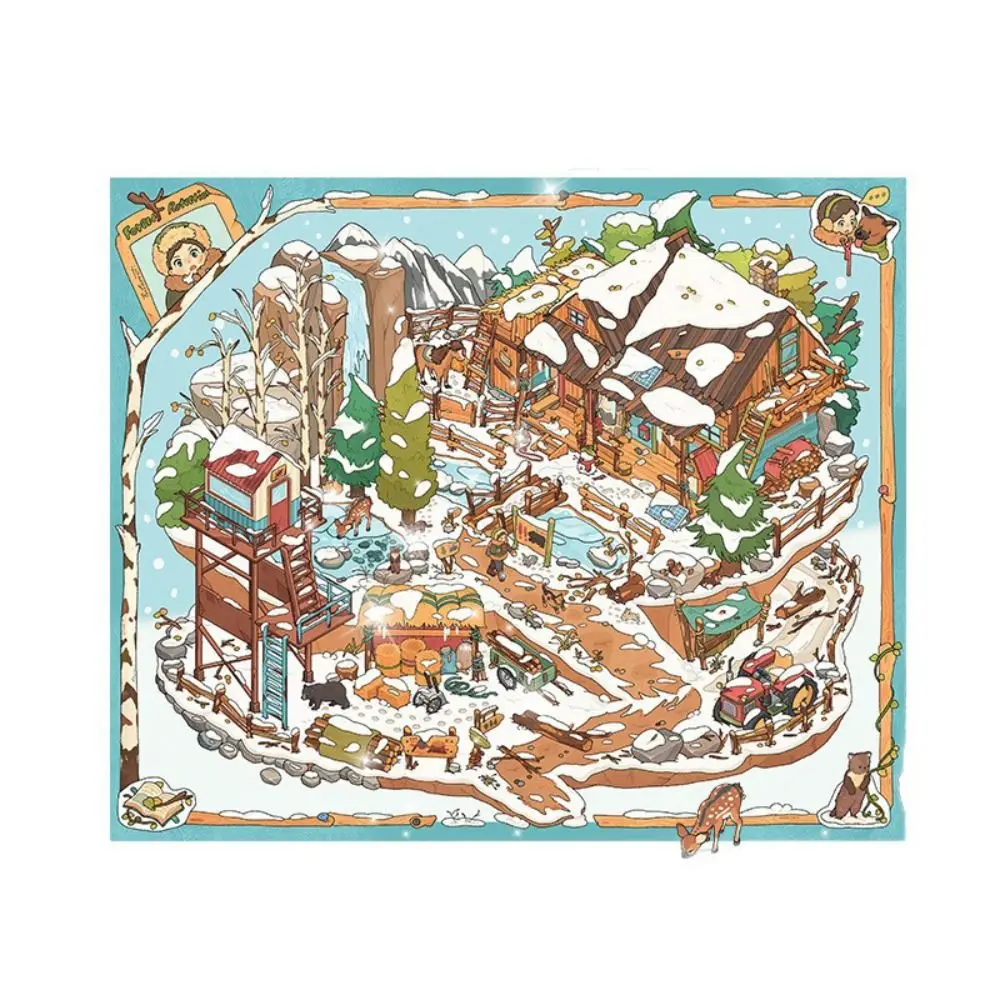 

Small Courtyard Life Series Miniature Landscape Sticker DIY PET Cabin Scene Sticker Cartoon Large Size Miniature Scene Collage