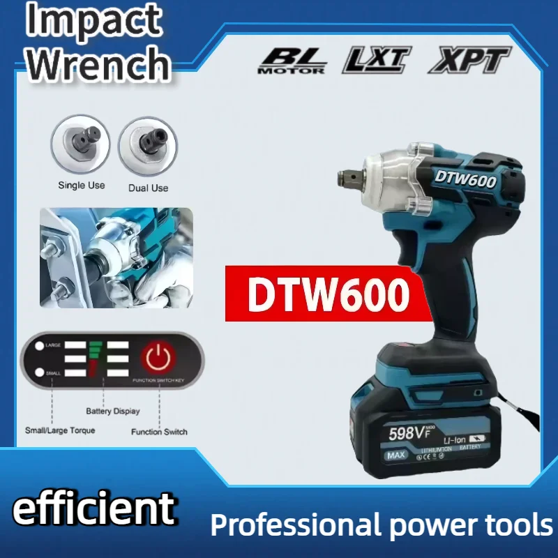 

DTW600 Отвертка Бесщеточная электрическая отвертка Перезаряжаемая дрель-шуруповерт подходит для Makita 18 В Батарея PIN