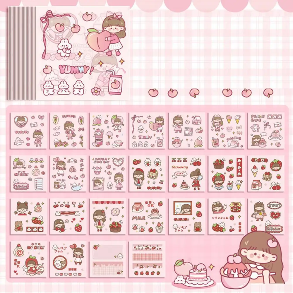 25Pcs/Set Scrapbook Sticker Cartoon Girl Rabbit Theme Planner Journaling Decal DIY Rabbit Stickers Waterproof Stationery Sticker