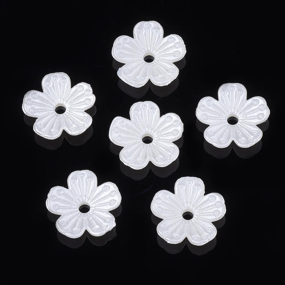 2000pcs 3/4/5-Petal Flower ABS Plastic Imitation Pearl Bead Caps for jewelry making End Connector Decor accessories