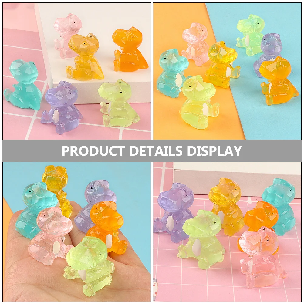 

20Pcs Luminous Small Dinosaur Decorations Resin Cartoon Crafts for Garden Yard Patio Desktop Glow in Dark Ornaments