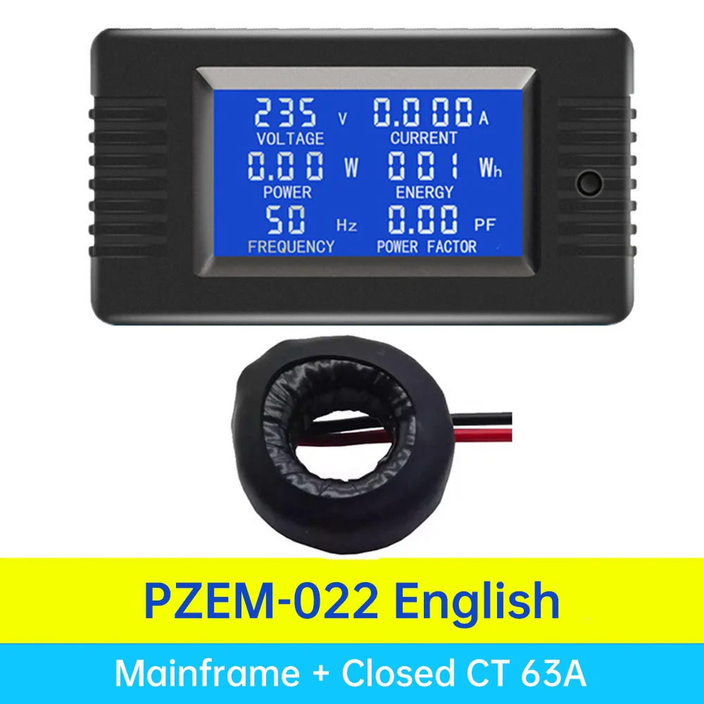 AC 80-260V 32A /63A_Digital LCD Display Voltmeter Ammeter Wattmeter Power Energy Meter 110V 220V Volt Tester Coil