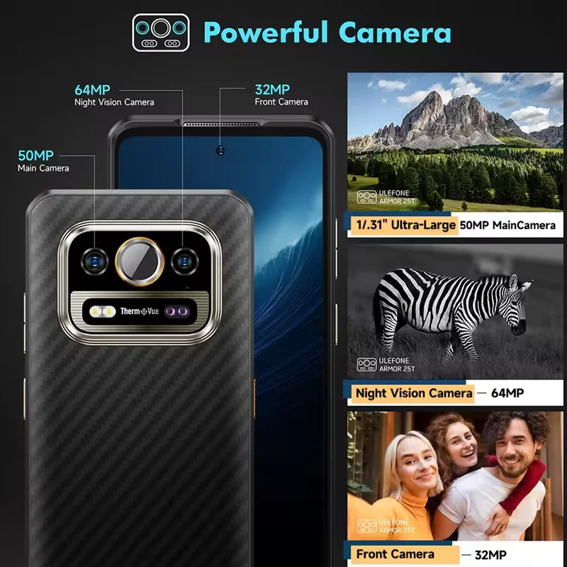 【World Premiere】Ulefone Armor 25T 4G Thermal Imaging Rugged Phone Android 14 33W 50MP+64MP NFC Waterproof Smartphone Global image 4