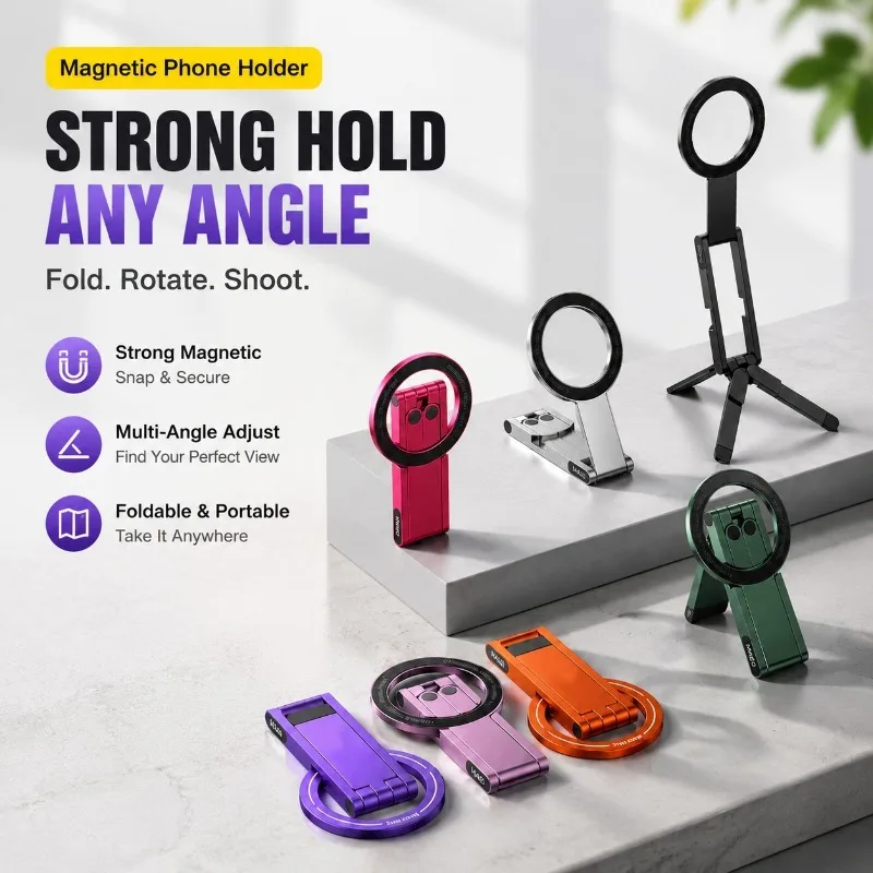 Trípode Magnético Plegable y Giratorio de Aleación de Aluminio, Soporte Multifuncional Portátil para Teléfono, Ideal para Grabar Videos