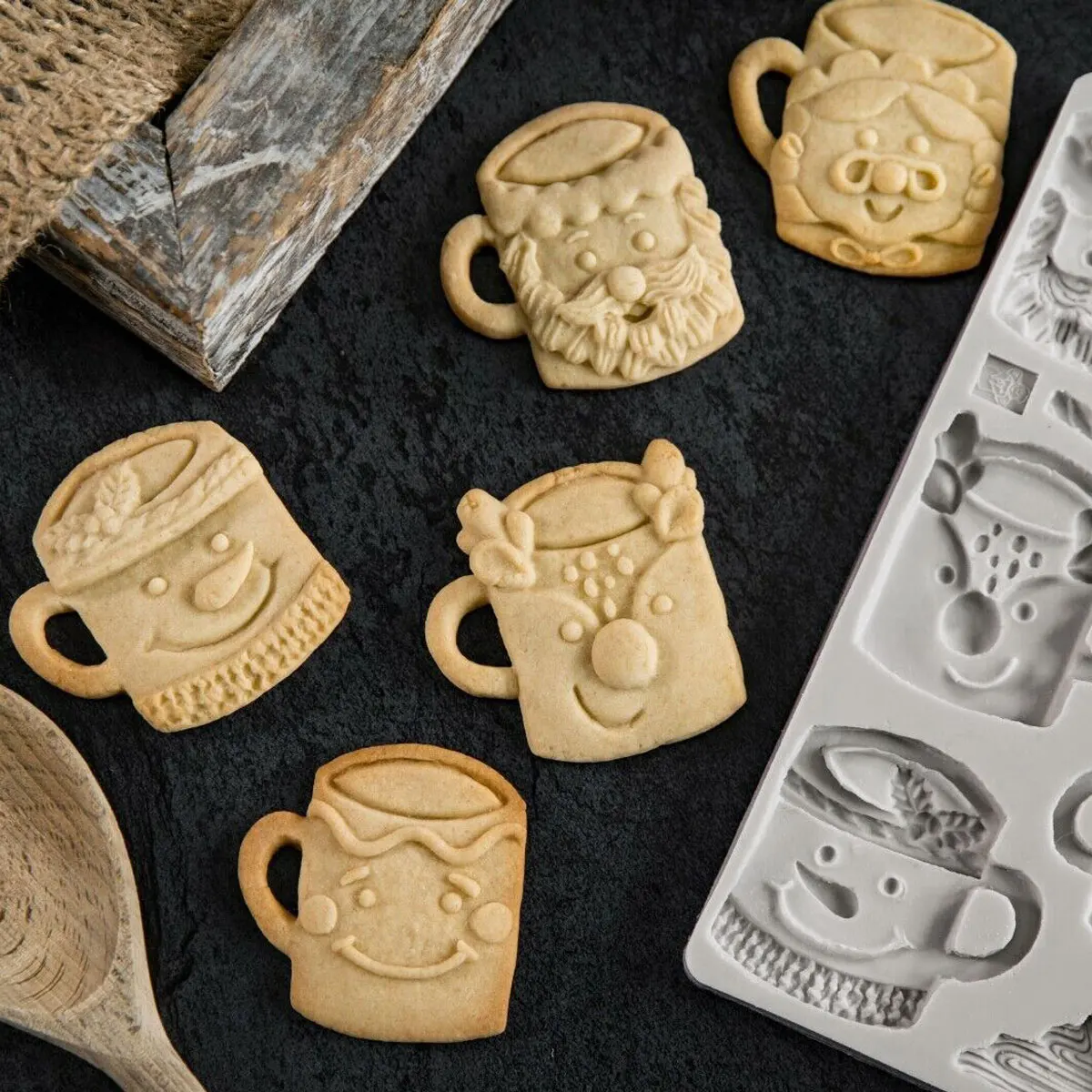 Christmas Festive Mugs Silicone Mould Fondant Cake Decorating and Cookies Mold Sugarcraft Chocolate Baking Tool Kitchenware