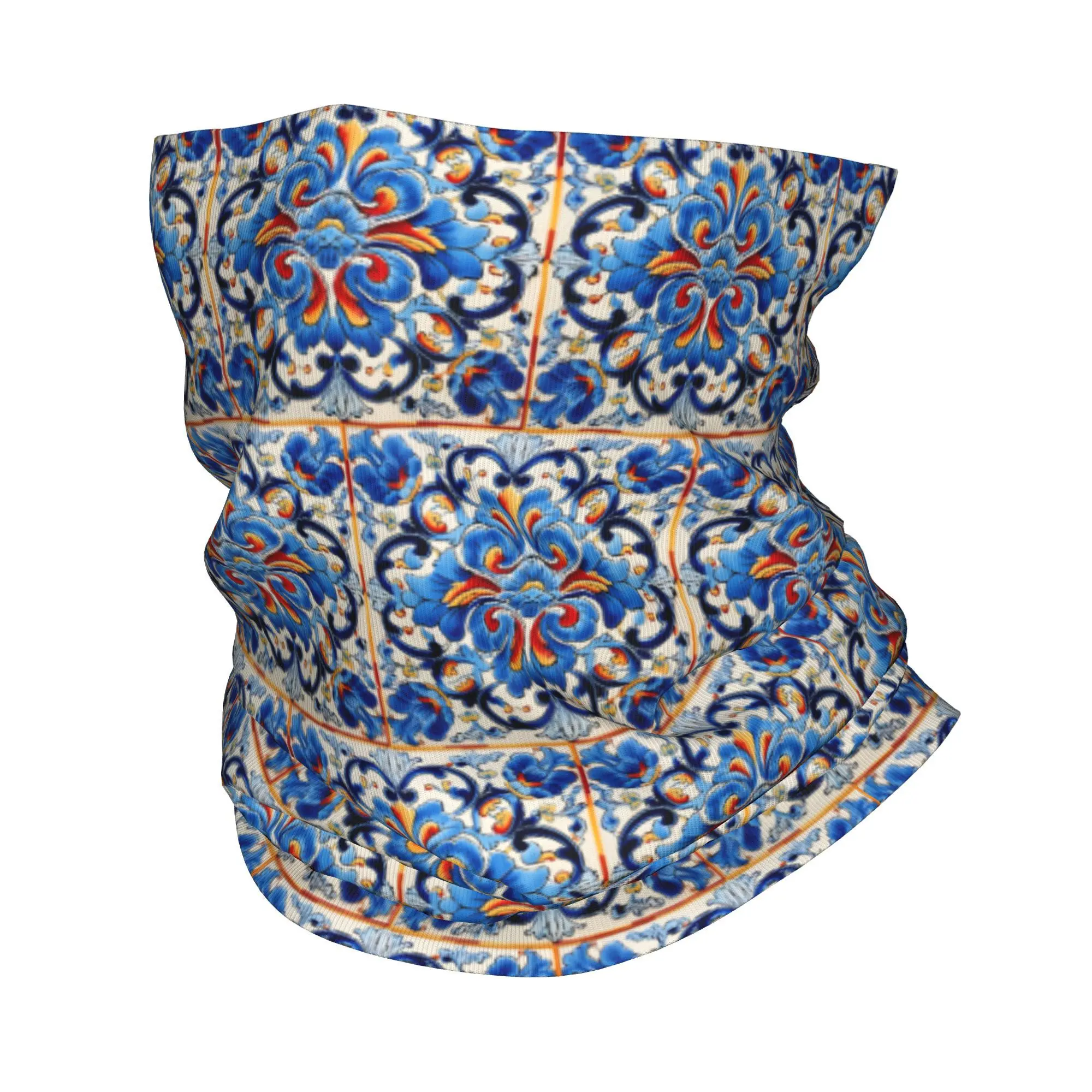 ديكور بلاط السيراميك الاسباني طباعة باندانا الرقبة الجراب التفاف قناع وشاح دافئ عقال المشي لمسافات طويلة الصيد للجنسين الكبار قابل للغسل