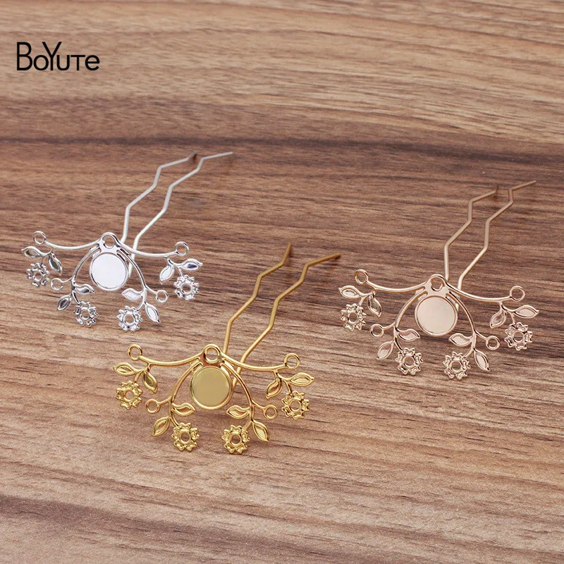 BoYuTe (10 Pieces/Lot) 68*12MM U Shaped Hairpin Welding 47*25 Flower Diy Jewelry Accessories Handmade Materials