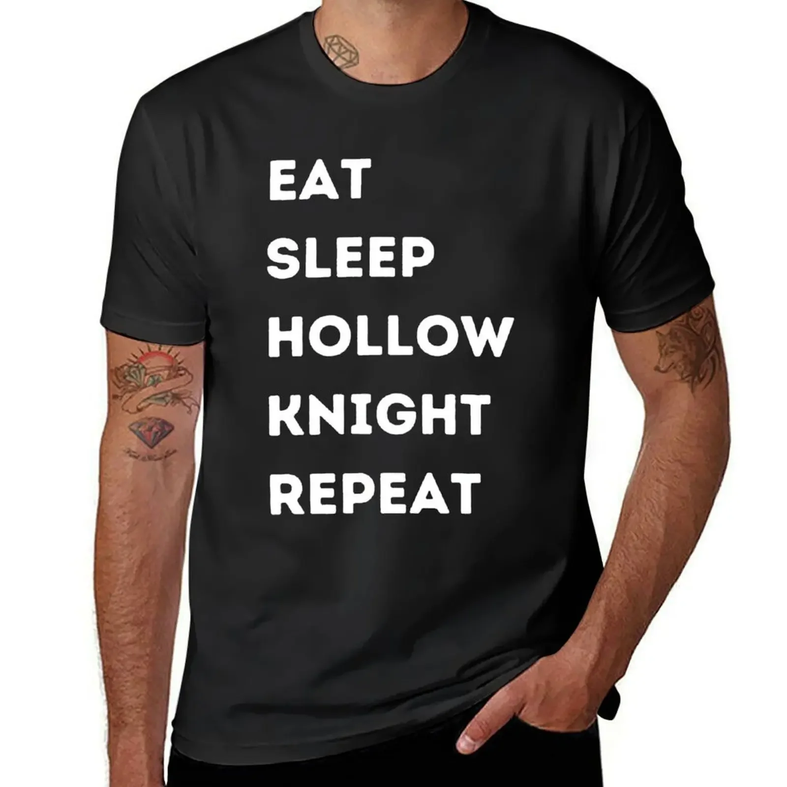 Hollow Knight Eat Sleep Hollow Knight Repeat T-Shirt customs summer clothes mens t shirts casual stylish