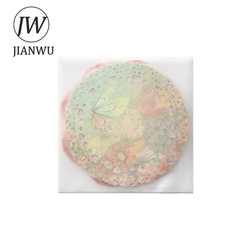 JIANWU 20 Sheets Literary Fantasy Lace Series Hollow Lace Border Material Paper Memo Pad Creative DIY Journal Collage Stationery