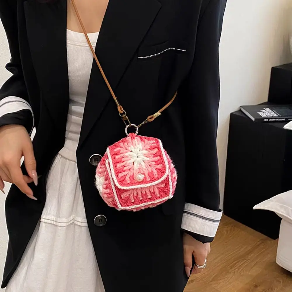 

Вязаная сумка Fairy Sweet Flower, деревенская романтическая богемная вязаная крючком сумка, сумка для хранения, кошелек для монет, тканая сумка через плечо, летняя