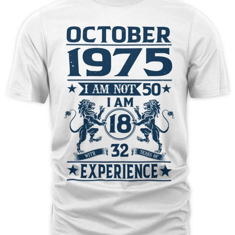 

October Birthday Tirts Men's Cotton Sweat Absorbent ort Sve round Ne Modern Sle Pure Cotton Stand Fit Tirts