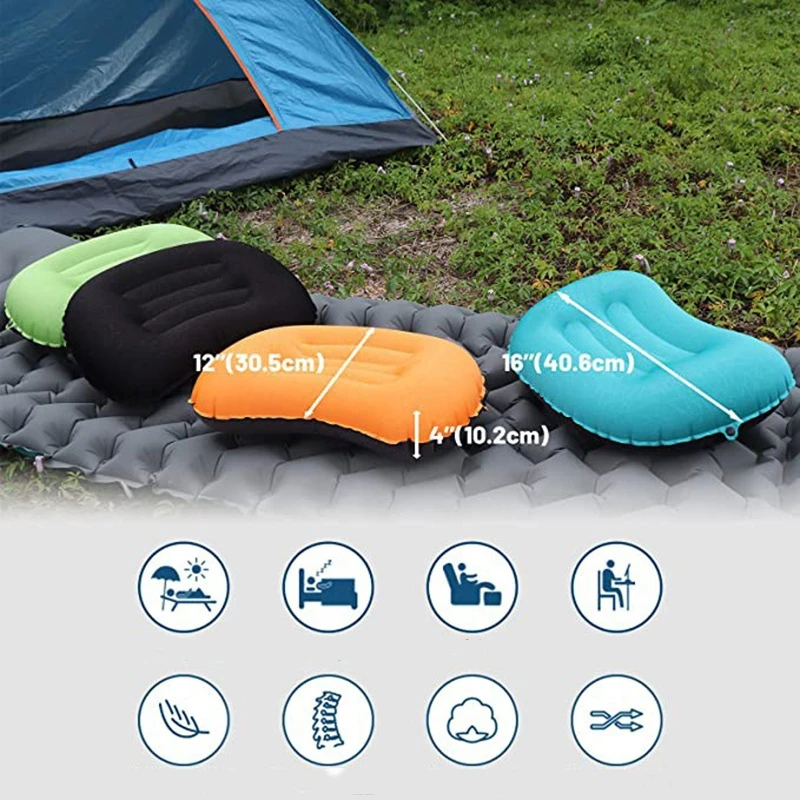 Camping Travel Ultralight Inflatable Pillow Compact Ergonomic Inflating Pillows for Neck Lumbar Support Camp Hiking Backpacking