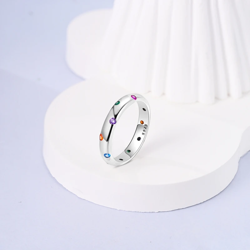 Women's 925 Silver Zircon Bubble Ring, Elegant Design