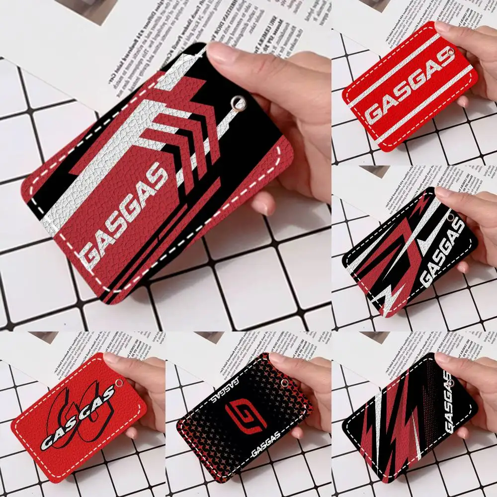 

G-GasGas Red Motorcycle Card Holde Applicable To Credit Cards Bus Card Soft Leather Rectangular Keychain Protective Cover