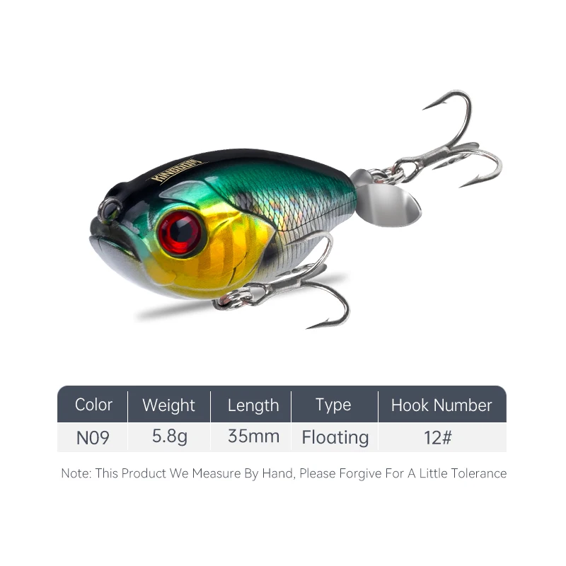 Kingdom Angelköder, 35 mm, 5,4 g, Topwater Whopper Plopper-Köder, schwimmender Wobbler, künstlicher harter Köder mit Popper, Hechtangeln