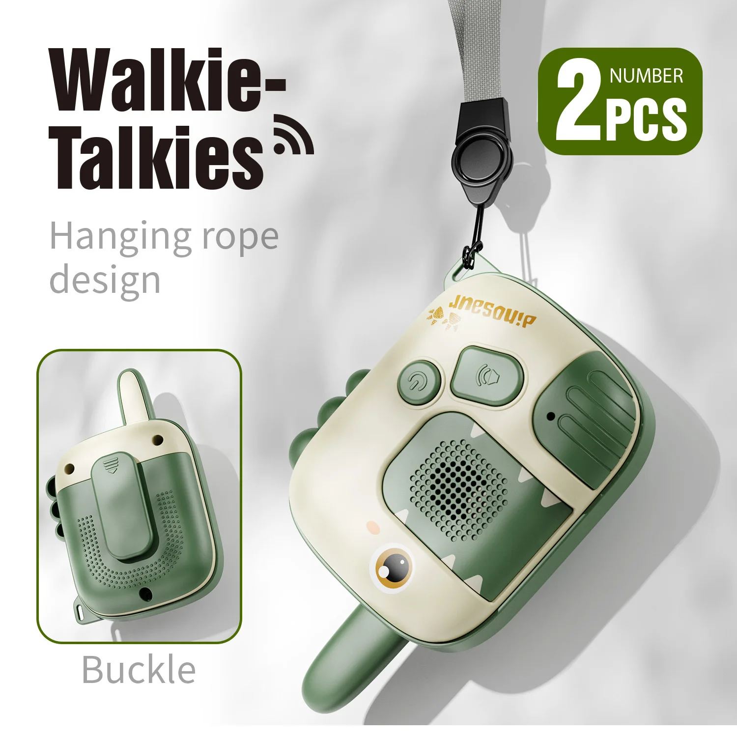 Ensemble de jouets talkies-walkies perforés pour enfants, radio bidirectionnelle, dinosaure, cadeaux de Noël et d'anniversaire, jeu de plein air, garçons et filles, 3 à 6 ans, 2 paquets