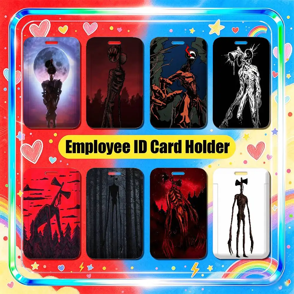 For Creepypasta Siren Head Employee ID Card Holder Office Student Work Bank Credit Badge Decoration Case
