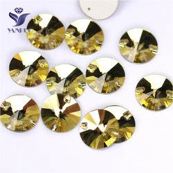 YANRUO 3200 All Sizes Lt.Topaz Super Glitter Strass Sew On Rhinestone Flatback Crystal Rivoli For Garment Accessories
