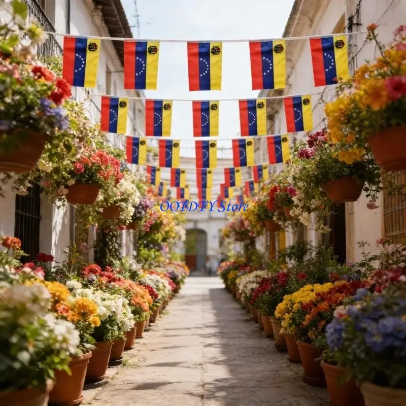 367A String Flag 14x21cm 20/30Piece Bunting with Double-Sided Printing, Polyester Fabric for Indoor/Outdoor Decor, Solidarity