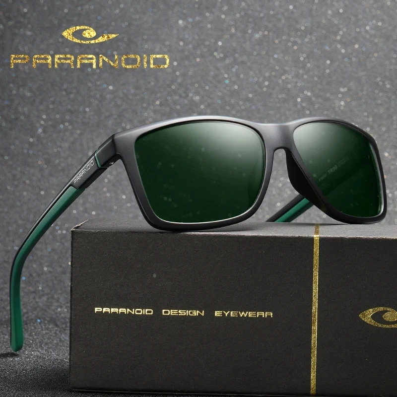 PARANOID Vintage TR90 Sunglasses Polarized Men's Sun Glasses For Men Square Shades Black UV400 Oculos Male 8 Colors Model 8652