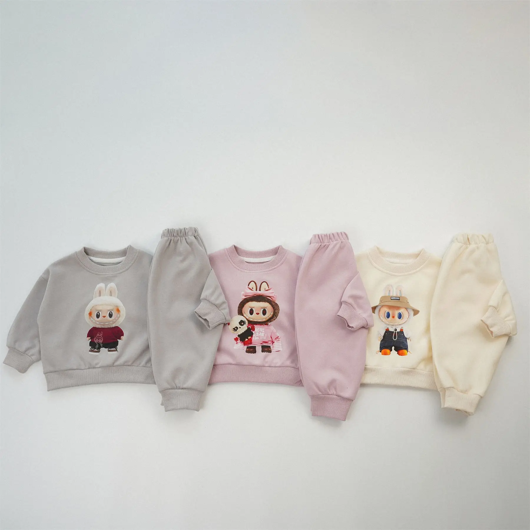 

2025 Spring New Children Long Sleeve Clothes Set Girls Cartoon Sweatshirt + Sweatpants 2pcs Suit Kids Boys Cotton Sports Outfits