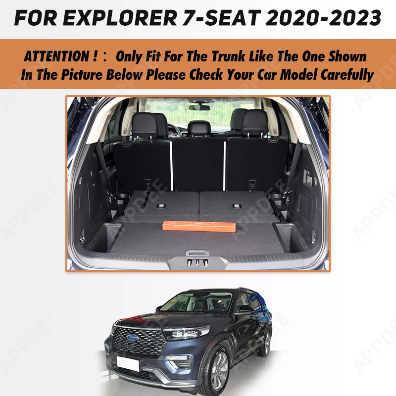 Auto Full Coverage Trunk Mat For Ford Explorer 7-Seat 2020-2023 22 Car Boot Cover Pad Cargo Liner Interior Protector Accessories