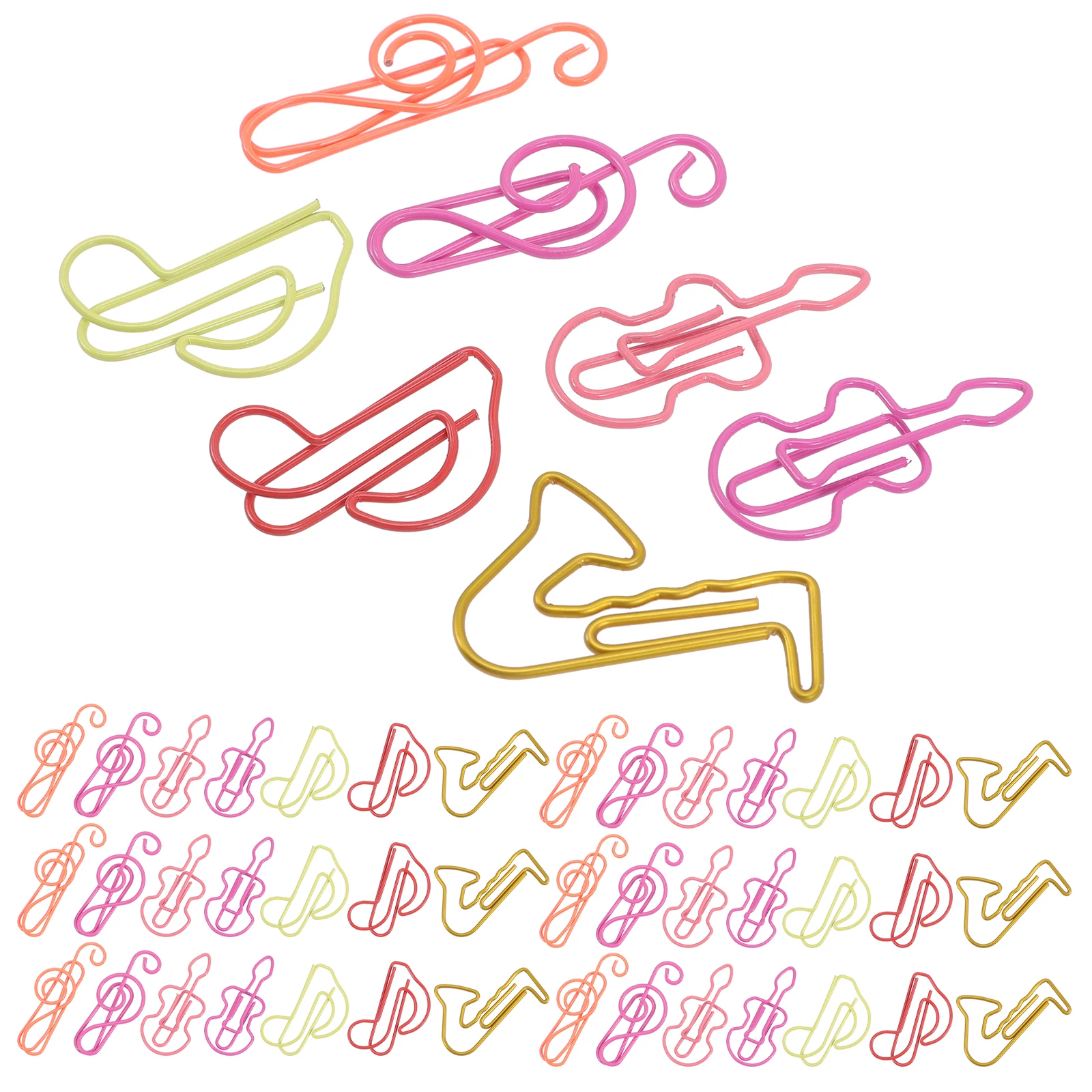 60pcs Colorful Paper Clips Music Note Shaped Metal Clips For Office School Document File Sorting Creative Stationery Organizer