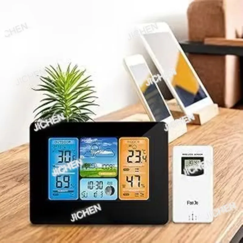 

JQC 3373 черный цветной экран прогноз погоды часы термогигрометр настенный электронный будильник вечный календарь погода часы