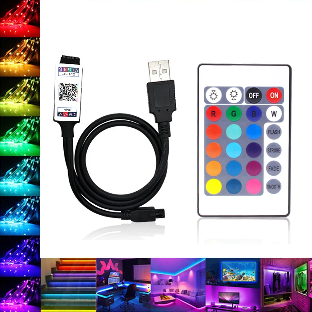 5V 24key Bluetooth LED Color Controller Remote Control Led for 5050 2835 Strips Lights Ribbon Night Infrared Convert Photochromy