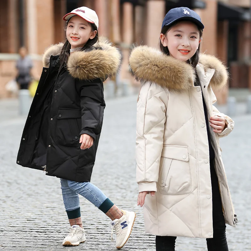 

5-16 Yrs Kids Winter Girls Clothing Warm Down Jacket for Girl Clothes Parka Hooded Middle big Children Outerwear Coat Snowsuit