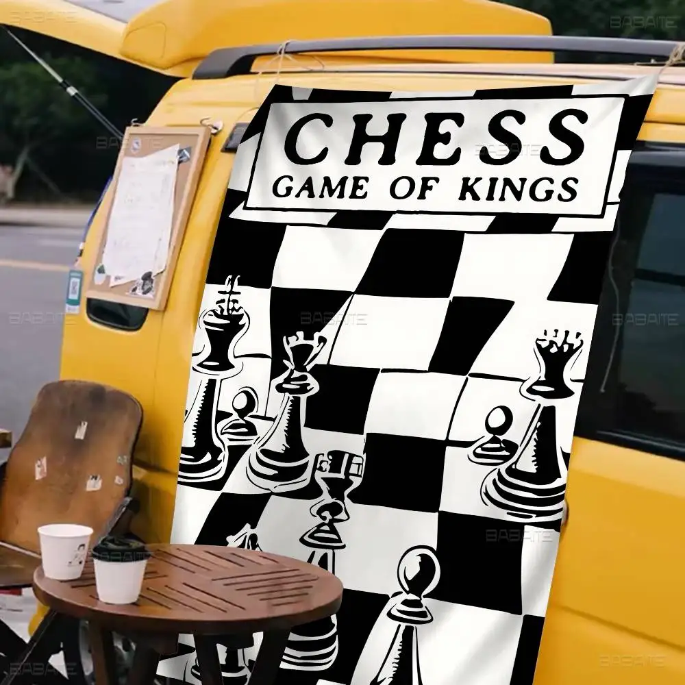 Vintage International Chess Canvas High End Quality Banner Printing Artistic Atmosphere Style Camping Flag