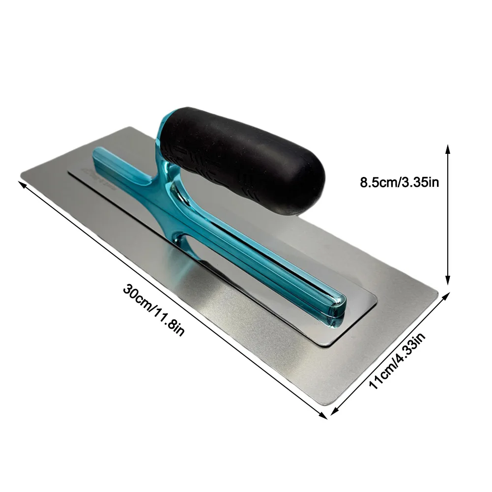 Blue Large Stainless Steel Trowel With Comfortable Grip For Smoothing Surfaces Joint Compound Plastering Spatula Building Tool