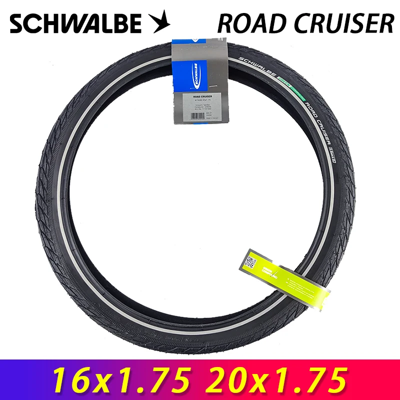 SCHWALBE ROAD CRUISER 20 Inch Black-Reflex Wired Bicycle Tire 47-406 20x1.75 for City Folding Bike Road Bike Cycling Parts