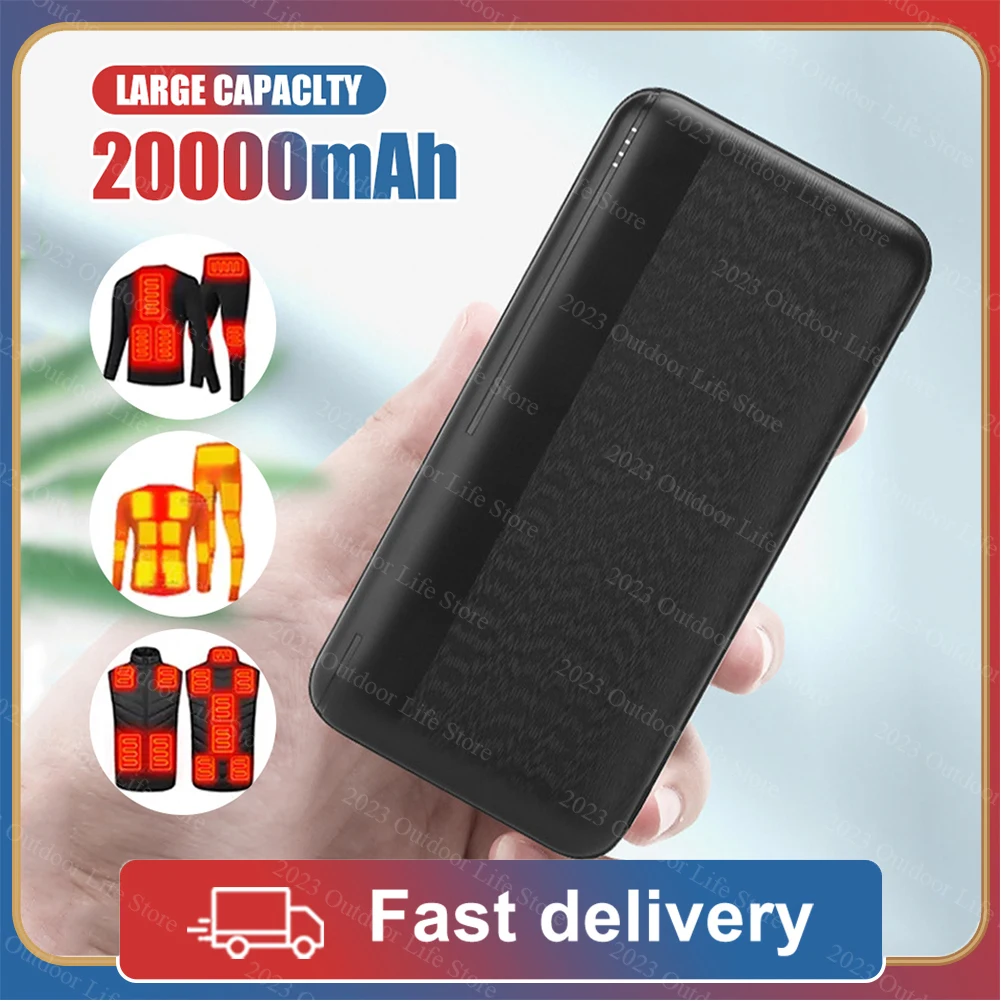 10000/20000mAh Power Bank 5V/2A Micro/Type-C Out Portable Fast Charger External Battery Pack for Heating Vest Jacket