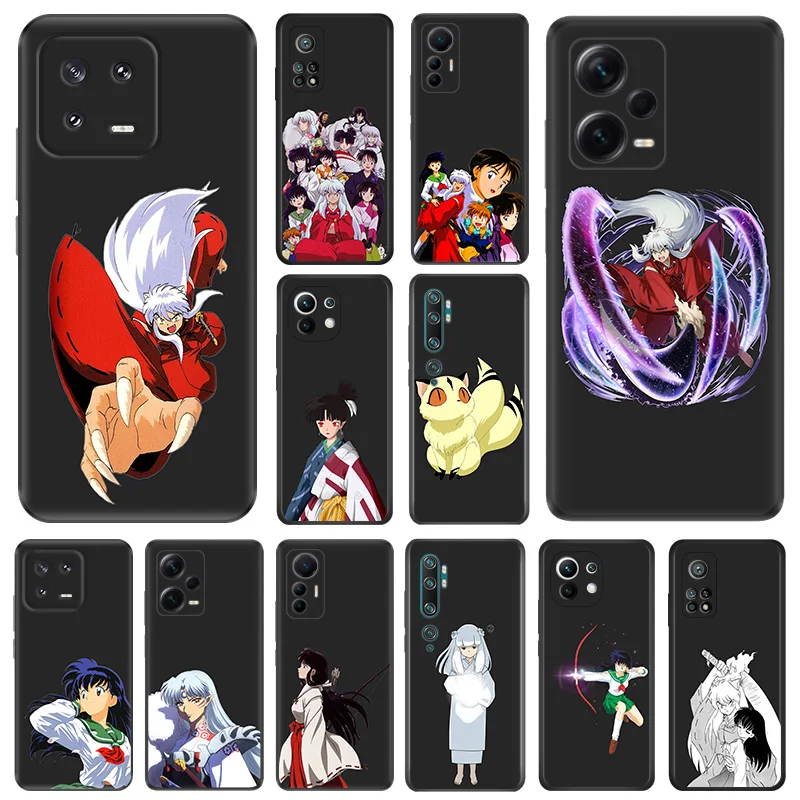 Matte Phone Cases For Redmi 12 12c 13c Note12 Note13 Pro Inuyasha Xiaomi 13 Lite 12x 12t 12s Higurashi-Kagome Soft Black Cover