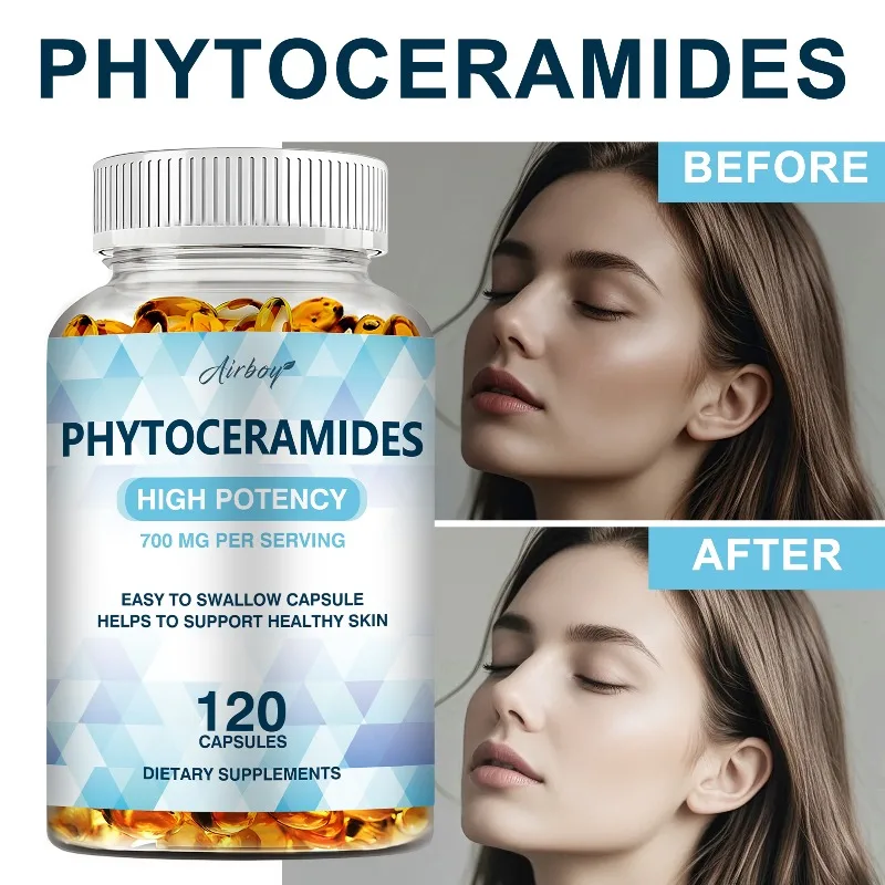 

Phytoceramides Capsules - Anti-aging, Repairing, Reducing Wrinkles and Fine Lines, Improve Skin and Hair Health, Collagen Boost