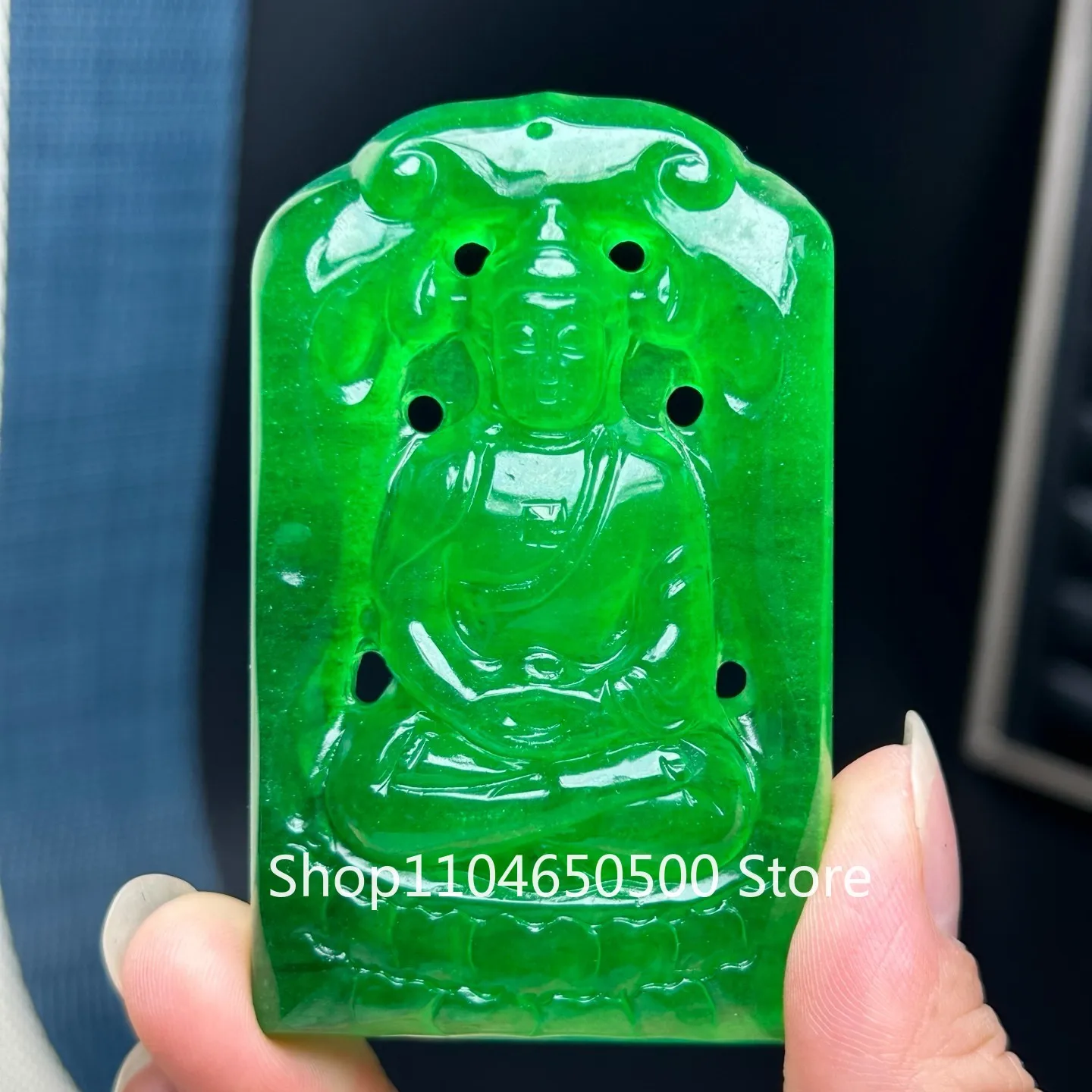 

Certified Natural Ice green Jade Jadeite amulet Pendant&Necklace
