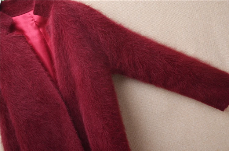 female women autumn winter clothing hairy mink cashmere knitted suit collar long sleeves slim long sweater cardigan coat sweater