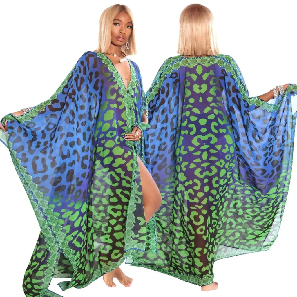 

Women's V-neck Printed Jacket Autumn Casual Chiffon Shirt European American Style Trendy Top for Ladies