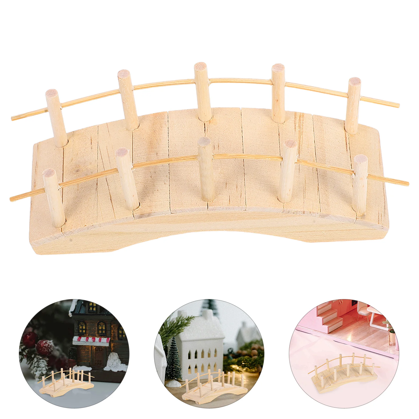 

Miniature Arch Bridge Vintage Wooden Design for Dollhouse Bonsai Fairy Garden Accessories Micro Landscape Supplies