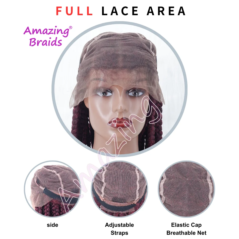 Synthetische Haar Kant Front Knooploze Doos Gevlochten Pruiken Voor Vrouwen Full Lace Frontale Vlecht Pruiken Met Baby Haar Gevlochten Pruik 36 Inch