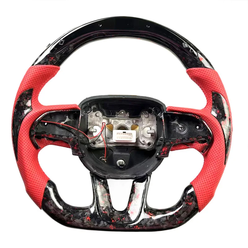 

Customized Sports-Style Leather Steering Wheel for Dodge Challenger Charger Durango Hellcat Jeep Grand Cherokee Carbon Fiber LED