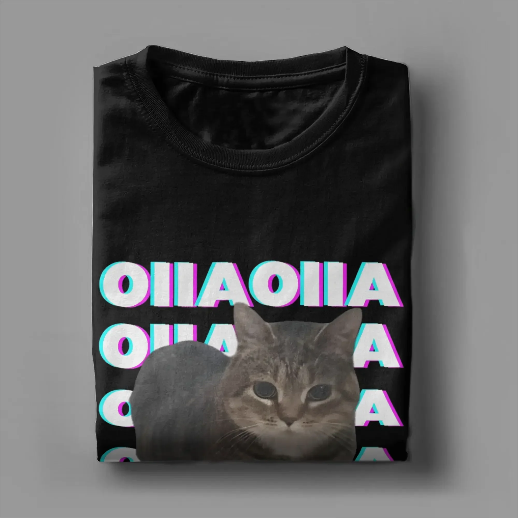 OIIA OIIA Spinning Cat Meme Glitch Disco Women T Shirt Funny Trendy Tees Short Sleeve Round Collar T-Shirt Gift Clothing