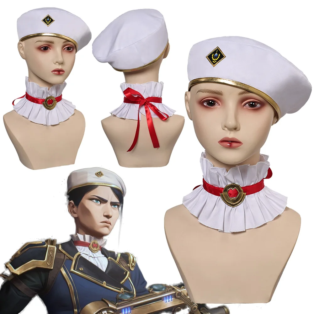 Fantasia Arcane Caitlyn Beret Game LOL TV 2 Cosplay Accessories Women Stage Decor Military Hat Halloween Carnival Party Props