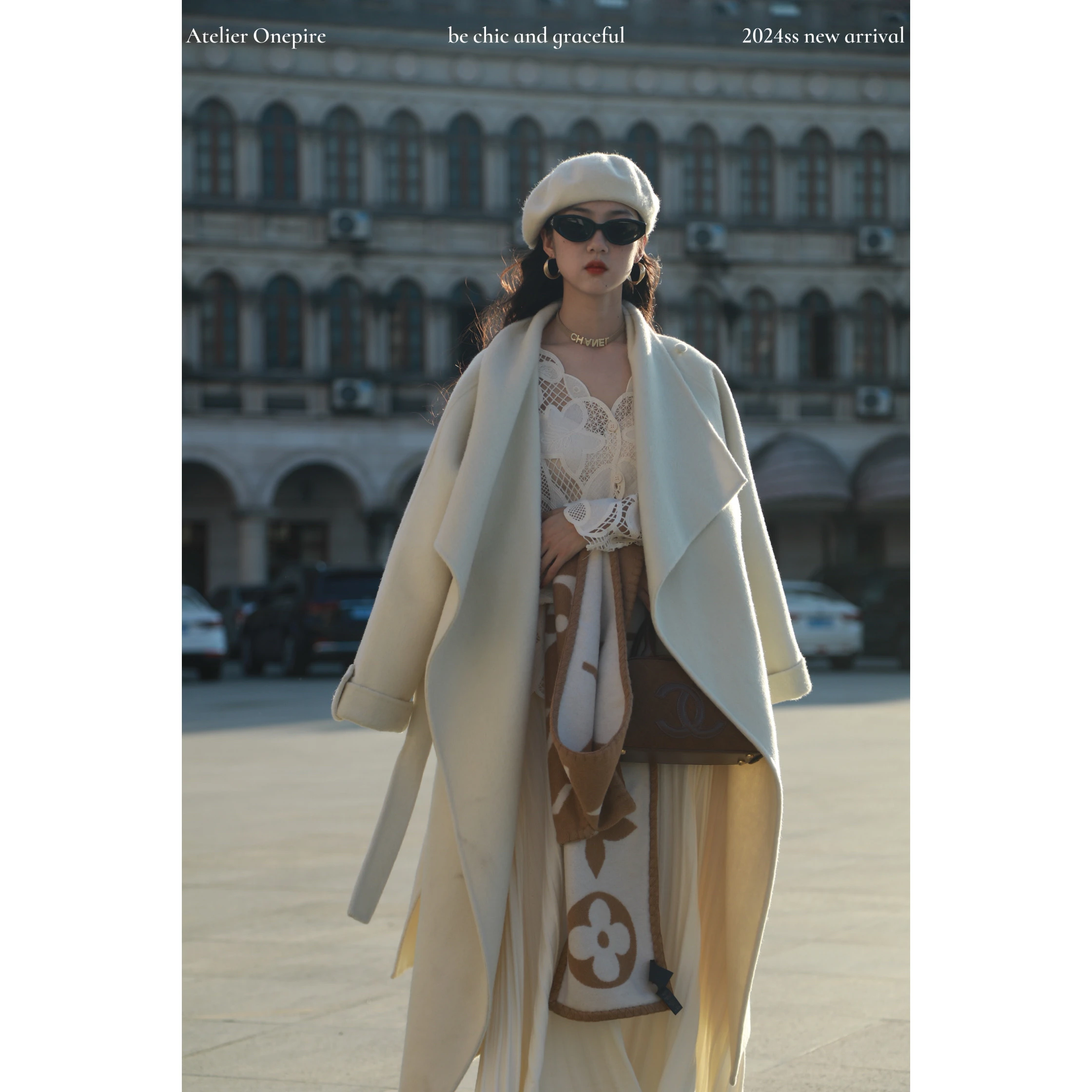 

Double-Faced Woolen Coat Long Loose Fit Australian 70 Wool Onepire Women's Faion Autumn Season Premium Quali