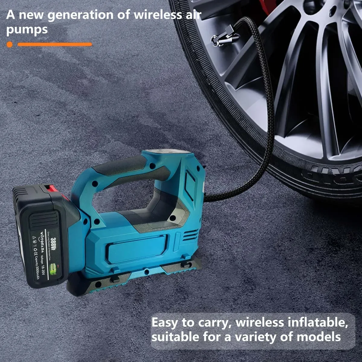 WOYOFADA Cordless Electric Air Pump For Car Bicycle Tires Balls Portable Car Tire Inflator Air Compressor For Makita 18V Battery