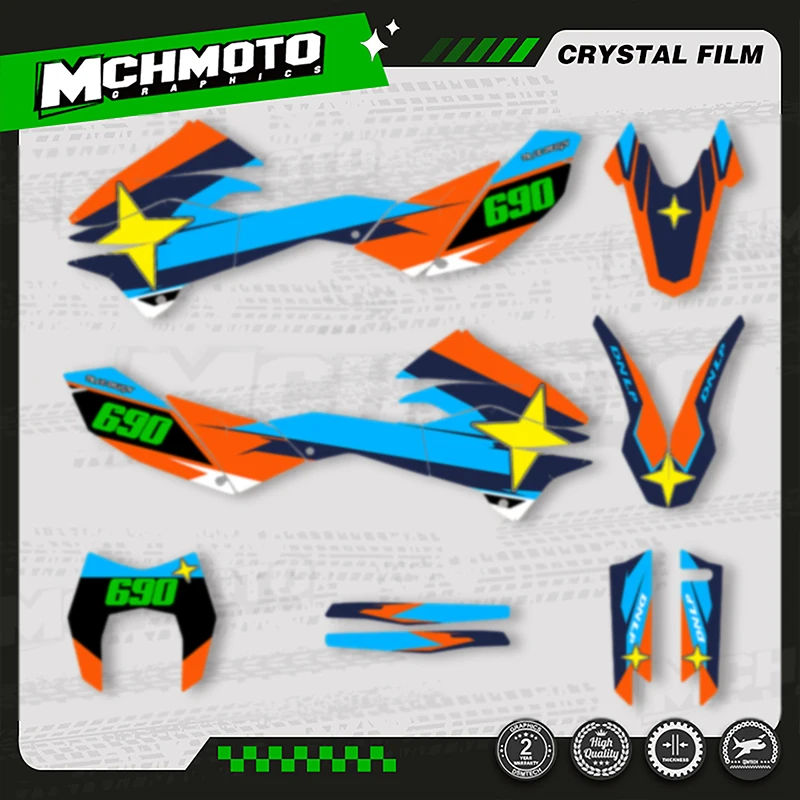 

MCHMFG Full Set Motorcycle Graphics Background Decals Stickers Kits For KTM SMC-R 690 2012-2018 Number Name Custom
