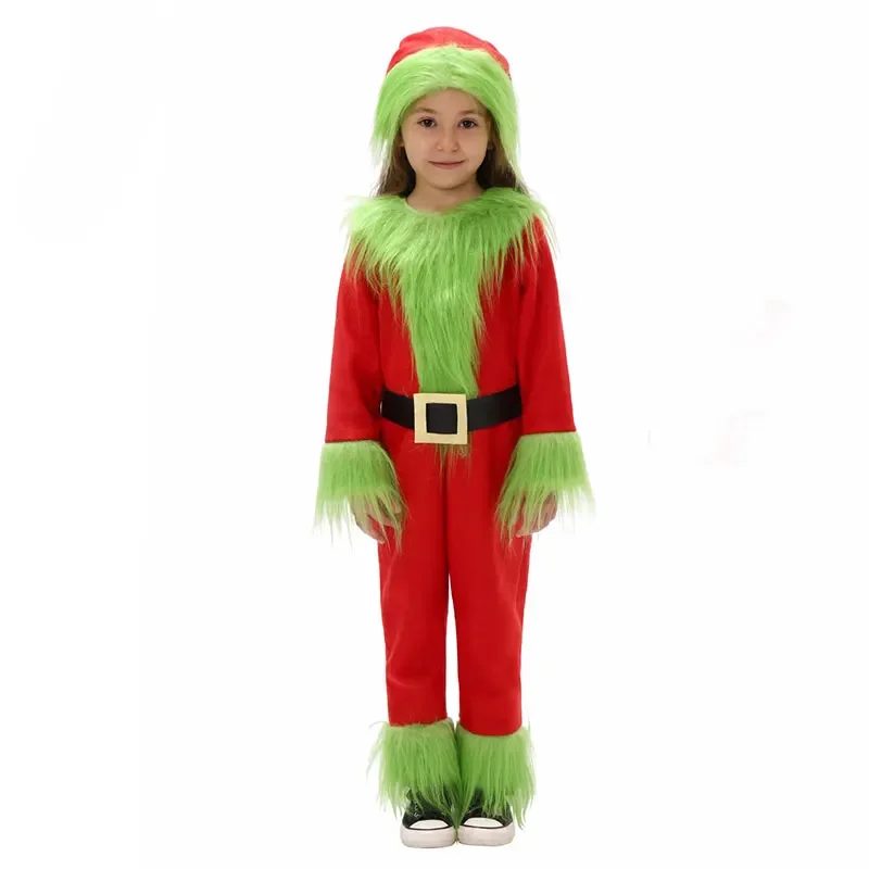 Halloween Explosive Genie thief Green Hairy Monster Grinch Children Costume Santa Claus With Pantsuits Play Clothing Wholesale